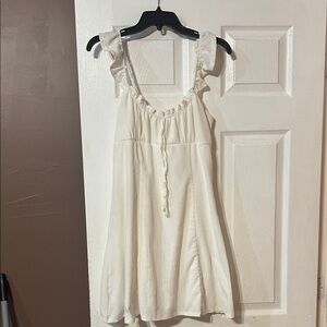 No Boundaries Cream Ruffle Strap Dress